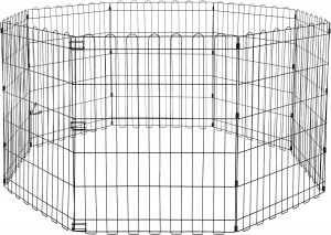 Foldable Metal Exercise Pet Play Pen for Dogs, No Door, 60 x 60 x 30 Inches, Black