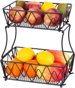 2 Tier Fruit Basket for Kitchen Counter, Homewill Fruit Bowl holder Baskets Detachable Fruit Vegetable Basket Bowls Storage stand for countertop