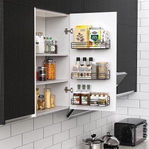 Wall Mount 6 Packs Spice Rack Organizer Hanging Black Shower Caddy Organizer Shelf for Kitchen and Bathroom