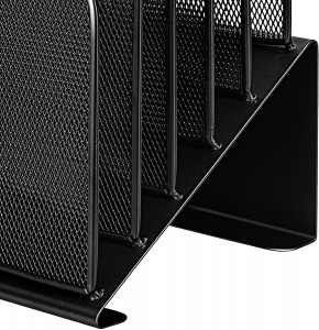 Mesh 5-Tier Vertical Desktop Organizer Black Powder Coat Finish, Durable Steel Mesh Construction, Space-Saving Functionality