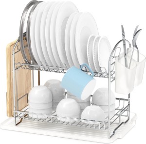 High quality 2-Tier Dish Rack with Drainboard, Chrome and custom for wholesale