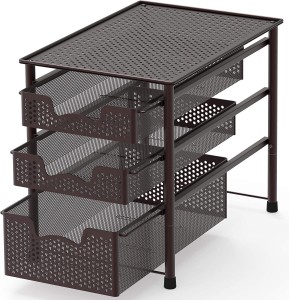 Amazon hot sale Houseware Stackable 3 Tier Sliding Basket Organizer Drawer, Chrome