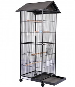 PARROT BIRD FINCH CANARY AVIARY CAGE WIRE BREEDING W/STAND & WHEEL