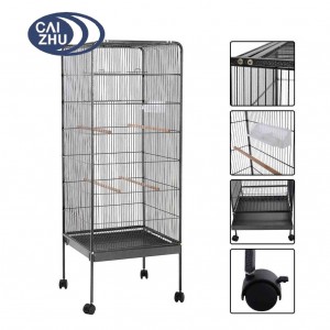 146cm Large Parrot Bird Cage Play Top w/Perch Stand Two Doors Aviary House