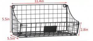 Kitchen Pantry Storage Organize Cabinet Hanging Tray Metal Wire Basket 2 Pack Wall Mounted Bin Basket with 5 Hooks
