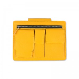 Fabbrica di porcellana con cerniera in pelle PU gialla per iPad, tasca per tablet, portafoglio, organizzatore per padfolio