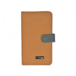 Leather portfolio folder for men and women multi pocket with metal press button clasp