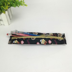 Slim fit PU kulit kartun pensel kantung penutup zip dengan jalur elastik untuk buku buku nota pemegang pensil kilang OEM China