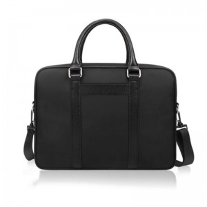 Ang klasikal na itim na PU leather brief case ay may dalang handbag na may adjustable strap para sa mga lalaki na bag ng negosyo ng laptop na mensahe