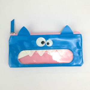 kids reusable funny faced monster cartoon pencil pouch PVC zipper bag small toys holder China OEM factory