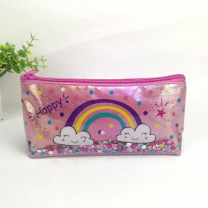 Glitter cartoon cute graphic printing pencil pouch makeup bag travelling case