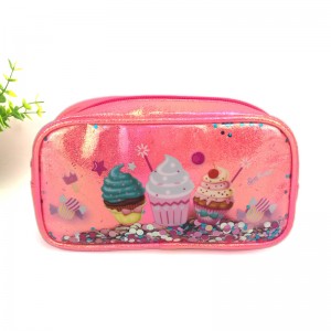 Glitter cartoon cute graphic printing pencil pouch makeup bag travelling case China OEM factory