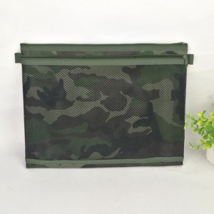 Camouflage green zipper bag with translucent mesh grid pocket 2 zipper closures large capacity file document organizer for business office school supplies for all ages