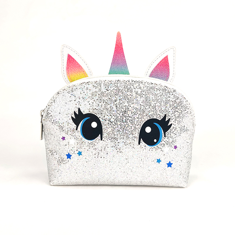 Manufactur standard Promotional Bag - Pretty glitter PU leaather live simulated unicorn reindeer animal face with 3D ears cosmetic bag makeup bag pencil case organizer great gift for kids teens ad...