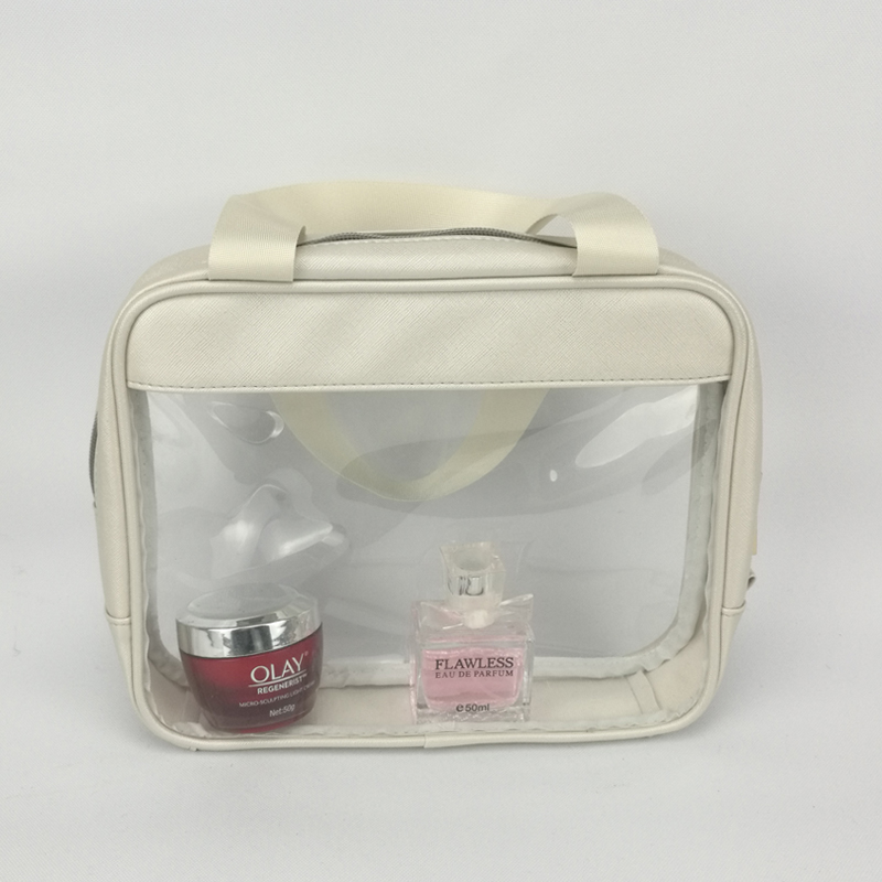 Factory wholesale Carrier Bag - Stylish transparent clear TPU/PU leather see-through cosmetic bag makeup case with zipper closure with handle large storage bag children toys sterilization bag for ...