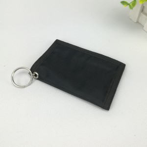 Čierny tenký ľahký prenosný polyesterový držiak na vizitky organizér na skladanie tašky na vizitky s priehľadnou priehradkou na karty s vreckom na zips s magickým páskovým uzáverom s krúžkom na kľúče pre obchodnú kanceláriu ...