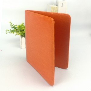 Yellow lightweight portable PU leather notebook portfolio with clip mechanism safe smooth edge low profile design for office business school supplies for men women China OEM manufacturer supplies