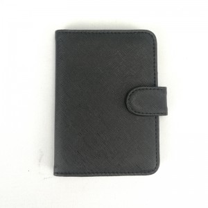 Black business PU leather card bag credit card organizer card holder button clip closure portable large storage for business school  office daily use for men women