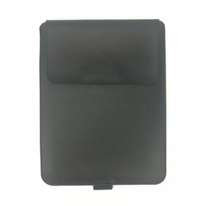 Klassische schwarze Laptop-Hülle aus PU-Leder/PP, praktische dreifach faltbare Standtasche, kompatibel mit Ipad A4-Notebooks, wasserabweisende vertikale Schutzhülle mit Klettbandverschluss, Tasche für Schulsachen.