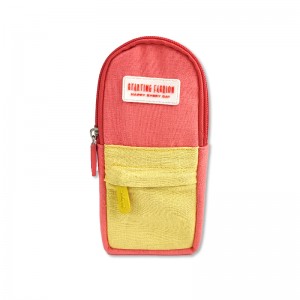 Fashion canvas pencil case with 2 zipper pocket with adjustable stripe 2 colors large capacity for home school travelling for all ages China OEM factory supply