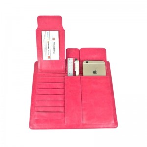 Bolsa para iPad de cuero PU fucsia con cierre de cremallera, bolsillo para tableta con asa, organizador de cartera, fábrica de China