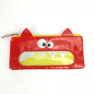 ילדים לשימוש חוזר מצחיק פנים מפלצת מצויר כיס עיפרון PVC תיק רוכסן מחזיק צעצועים קטנים מפעל סין OEM
