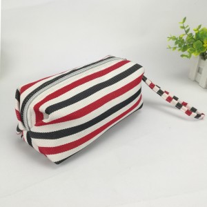Colorful stripe pencil pouch with handle cosmetic case organizer office school supplies