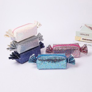 Pretty sparking candy live simulated glitter 5 colors available with zipper closure toiletry organizer great gift  pencil pouch pen case China OEM factory supply