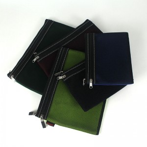 Waterproof translucent mesh grid double layer zipper file bags 3 color available invoice pouch bill bag pencil pouch pen case