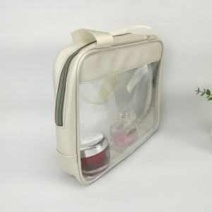 Стилна прозрачна прозрачна TPU/PU кожена прозрачна козметична чанта Калъф за грим със затваряне с цип и дръжка голяма чанта за съхранение детски играчки чанта за стерилизация за деца възрастни за ежедневна употреба
