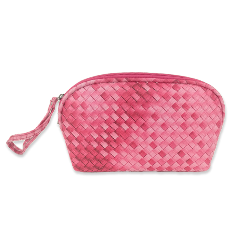 OEM China Glitter Cosmetic Case - Fashion design customized Logo shell shape weave pattern PU leather polyester cosmetic bag makeup bag with zipper closure with drawstring 3 colors available organ...