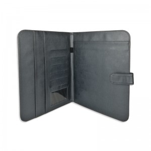 A4 ສີຟ້າສີຂີ້ເຖົ່າ PU ຫນັງທຸລະກິດ padfolio ປະທັບໃຈທຸລະກິດທີ່ດີກວ່າການເກັບຮັກສາ smart portable ກັບ writting pad ຜູ້ຜະລິດຈີນ