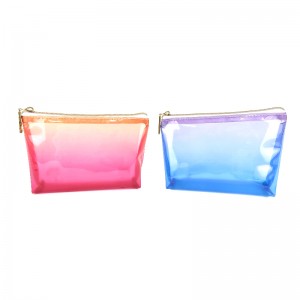 Translucent iridescent PVC cosmetic bag makeup bag square shape red/blue colors pencil pouch organizer toiletry bag large capacity great gift for girls teens ladies women