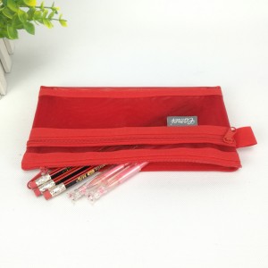 ສີແດງ translucent fabric ຕາຫນ່າງ double zipper pencil pouch pen case ຂະຫນາດໃຫຍ່ທີ່ມີ zipper ປິດ pouch toiletry pouch ຂອງຂວັນທີ່ຍິ່ງໃຫຍ່ສໍາລັບເດັກນ້ອຍໄວລຸ້ນຜູ້ໃຫຍ່ສໍາລັບອຸປະກອນໂຮງຮຽນການນໍາໃຊ້ປະຈໍາວັນປະເທດຈີນໂຮງງານຜະລິດ OEM