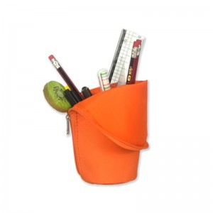 Ярко-оранжевая сумка-карандаш из полиэстера с плоским дном и боковой застежкой-молнией, большая вместимость, отличный подарок для детей, подростков, друзей для бизнес-офиса, школьные канцелярские принадлежности, ежедневное использование, Китайская фабрика OEM