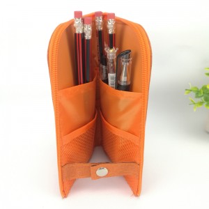 Stand-up polyester pencil pouch pen case cosmetic bag with side zipper closure 4 compartments 3 colors large capacity great gift for kids teens students adults for business office school stationery supplies daily use China OEM factory