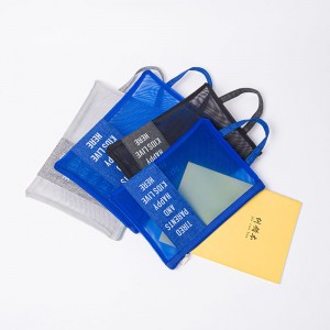 A4 translucent plastic clear mesh grid zipper bag file folders paper organizer document bag toiletry pouch with zipper closure with handle for notebook manila envelopes letter size case