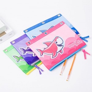 Da & polyester in hình cá mập dễ thương có khóa kéo với vòng 3 vòng 4 màu có sẵn túi đựng chất kết dính túi đựng bút chì món quà tuyệt vời