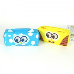 Adorable cute animal with 3D ears pencil pouch pen case cosmetic bag with zipper closure China OEM factory supply