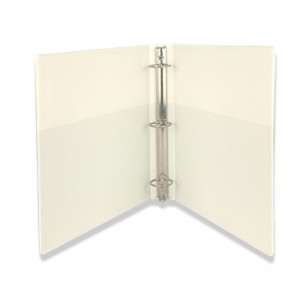 အဖြူရောင် PVC အဝိုင်း 3 ကွင်း binder board folder ဖိုင်အထုပ် 500- Sheet အရည်အသွေးပြည့်မီသော သတ္တုဟာ့ဒ်ဝဲ လုပ်ငန်းသုံး အမျိုးသားအမျိုးသမီးများအတွက် ရုံးသုံးကျောင်းသုံးပစ္စည်းများ