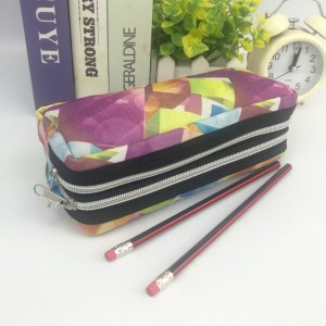 Kes pengatur kantung pensil poliester dwi zip mudah alih pelbagai warna dengan penutup zip beg kosmetik untuk semua peringkat umur untuk pejabat perniagaan sekolah kegunaan harian untuk lelaki wanita Kilang OEM China