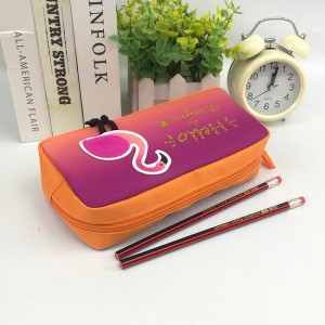 Cartoon flamingo printing poly/PU leather pencil pouch organizer case handbag with zipper closure all-in-one a range of color available cosmetic bag for all ages for business office school daily use for men women China OEM factory