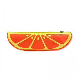 Funny live simulated fruit watermelon orange dragon fruit PU leather pencil pouch pen case with zipper closure large capacity for all ages China OEM factory supply
