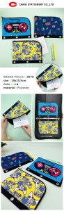 Graffiti fashion cartoon polyester binder pouch pencil bag with double pocket with zipper closed with 3 round rings 3 colors available great gift for kids teens adult for school office daily use