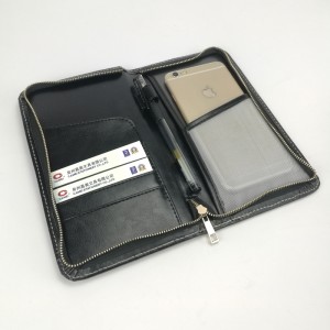 Business black portfolio folder organizer case bag with zipper China OEM manufacturer supplies custom logo