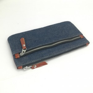 Denim navy pencil pouch pen case bag carrying bag with 2 zippers jean pocket Office Supply pen case bag pencil holder stationery bag zipper pouch cosmetic makeup pouch China OEM factory