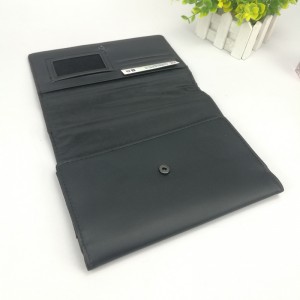 Classical PU leather portable lightweight thin ticket holder 5 slot compartmens button closure elegant look for men women