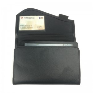 Premium black PU leather ticket holder with sleeve card slot compartments functional organizer case for men women