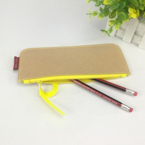 Khaki felt slim fit pencil pouch with zipper closure pen case organizer stylish look for business office school supplies for all ages China OEM factory