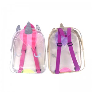 Transparent clear 3D unicorn PVC backpack with zipper closure with double adjustable straps large capacity for kids teens adults for work school shopping